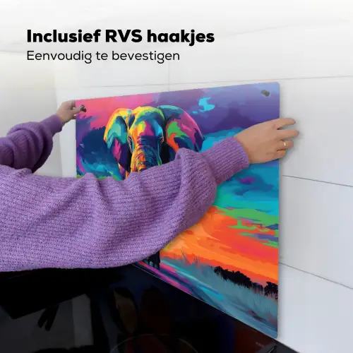 Olifant - Kleurrijk - Lucht - Abstract Inductie beschemer met haakjes middel -ky-ophangen-nl