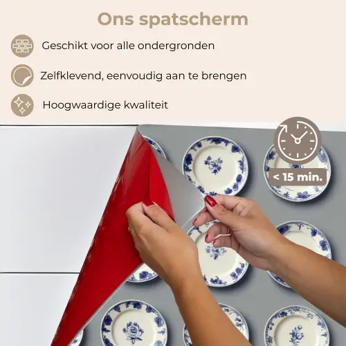 Borden - Bloemen - Blauw - Wit keuken achterwand spatscherm klein 900 -spatscherm_NL