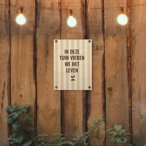 Tuin - Quote - Strepen - Zomer tuinposter los doek klein -sfeer1