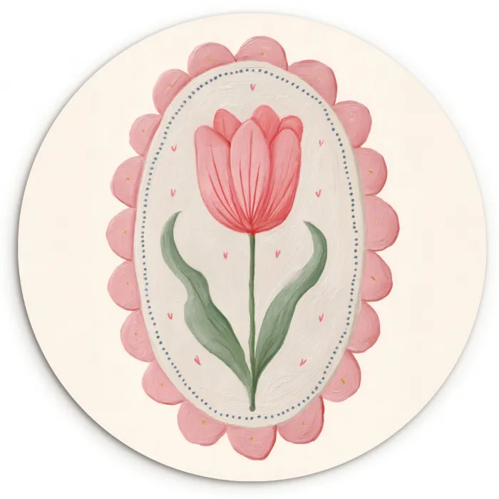 Tulp - Lijst - Ovaal - Illustratie Wandcirkel kunststof plaat 5mm dik klein -3d