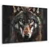 Dieren - Wolf - Portret - Zwart - Bruin Textielframe - compleet frame klein -3d