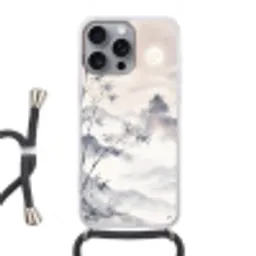Bamboe - Azië - Grijs Hoesje iPhone 16 Pro Max met koord klein -3d
