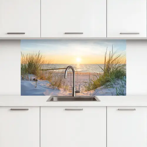 Strand - Zon - Duin - Gras - Zand - Horizon keuken achterwand 2 middel -3d