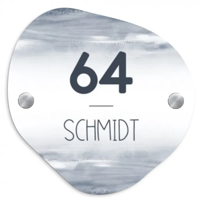 Aquarelstreken - Modern Naambord Organisch middel -3d