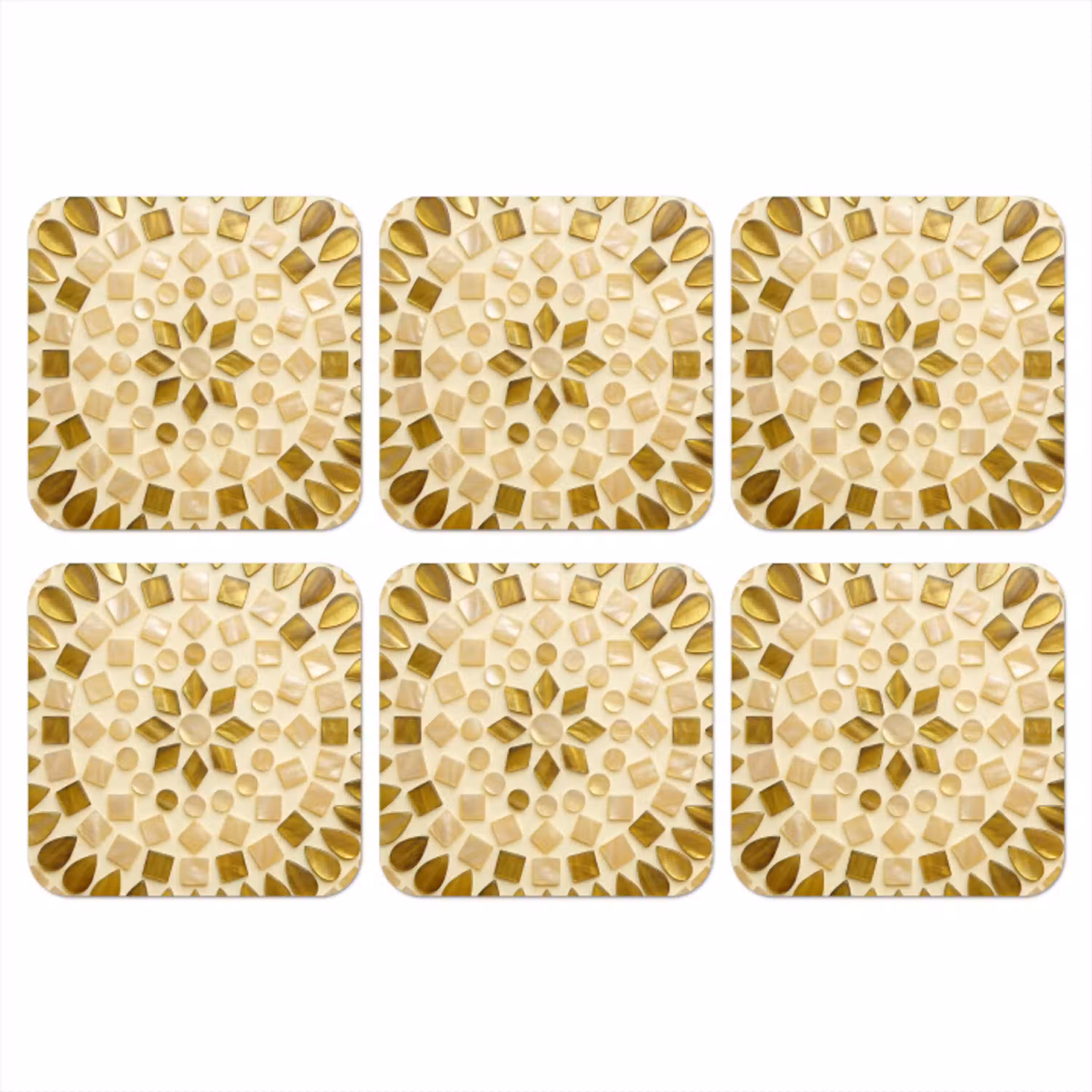 Patroon - Vormen - Mozaïek - Abstract - Goud onderzetter kurk middel -3d