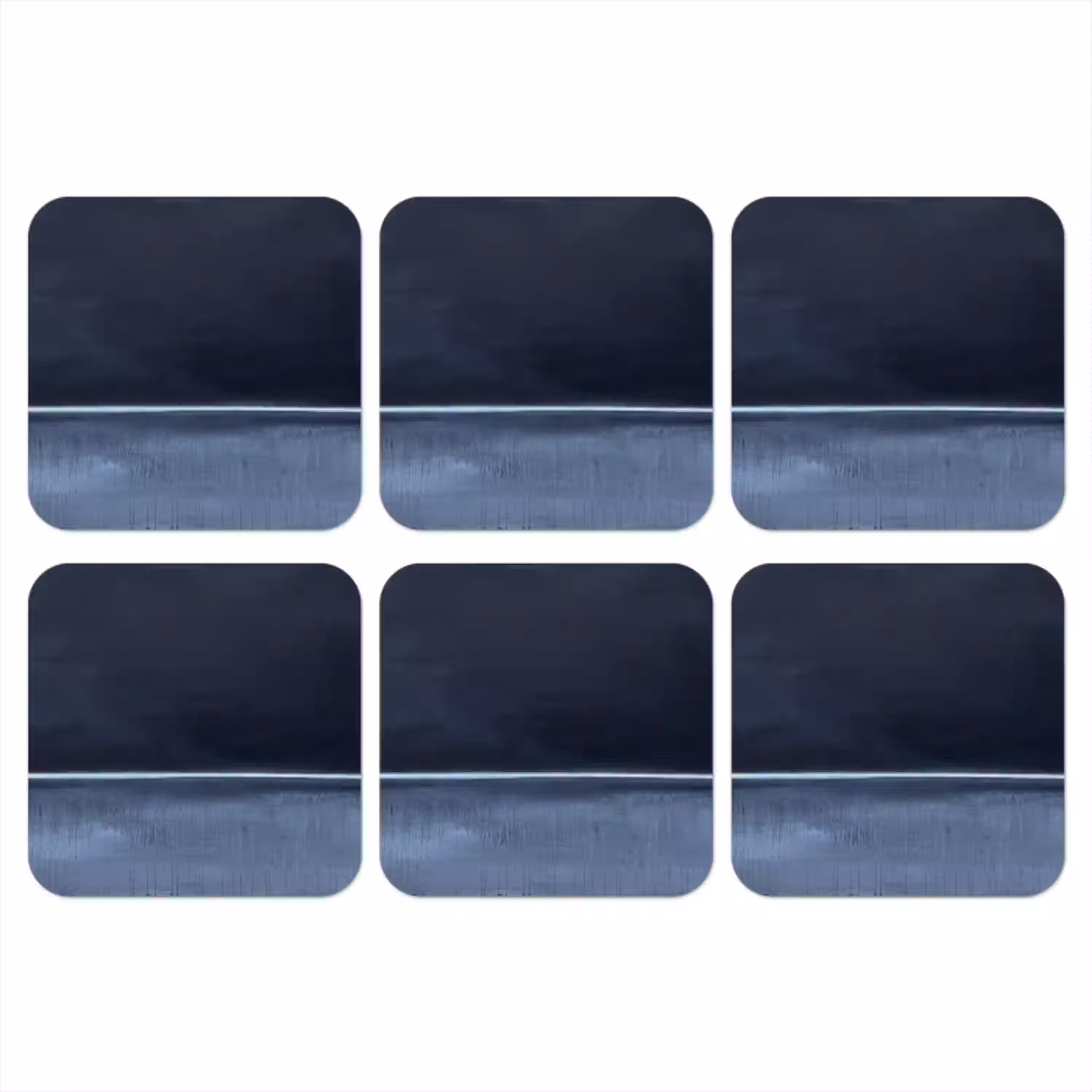 Abstract - Horizontale lijn - Minimalistisch - Donkerblauw - Kunst onderzetter kurk middel -3d