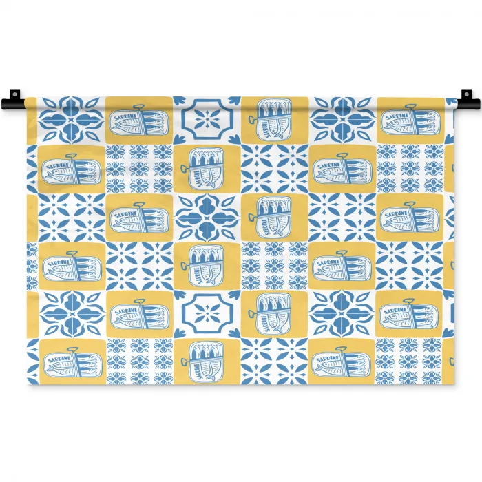 Zee - Geel - Blauw - Wit Wandkleed katoen klein 269 -zz3d