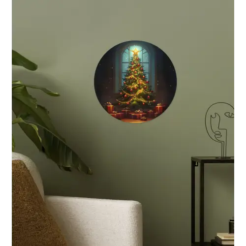 Kerstboom - Cadeau - Kerst - Winter Wandcirkel behangsticker klein -sfeer2