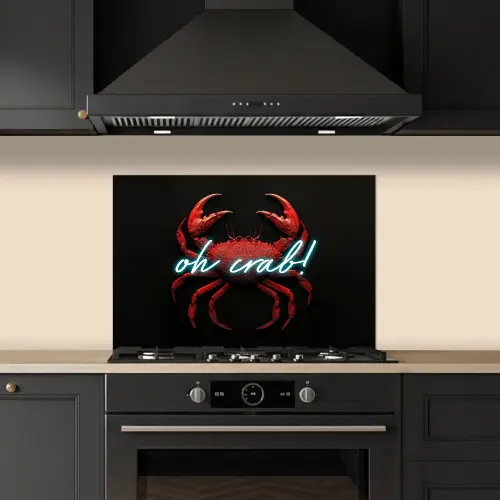 Krab - Rood - Neon - Quote keuken achterwand spatscherm klein -sfeer1