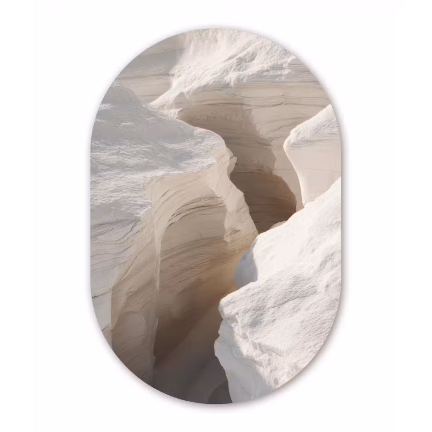 Glasbild Oval - Schlucht - Weiß - Schnee
