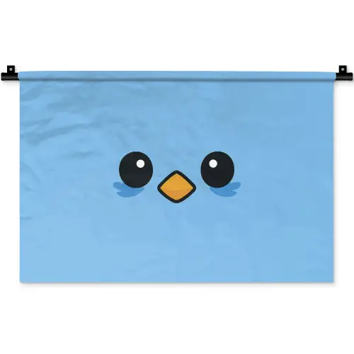 Vogel - Blauw - Eenvoudig Wandkleed katoen klein -zz3d