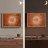 Abstract - Lijnen - Zonnestralen - Roodbruin Light Box met batterij (Wandlamp) middel -sfeer3