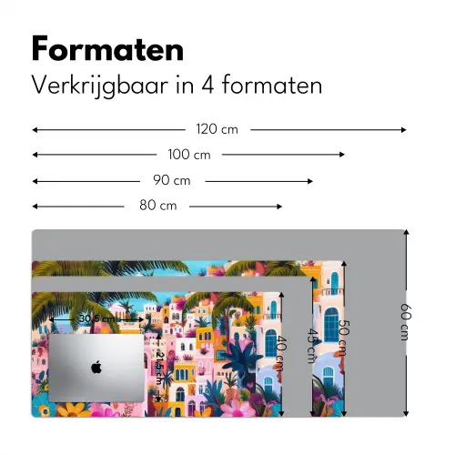 Kleurrijk - Roze - Oranje - Geel - Bloemen Muismat XXL klein -sfeer5