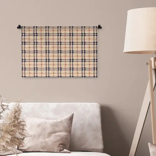 Plaid - Patroon - Beige - Zwart Wandkleed katoen klein 269 -sfeer4