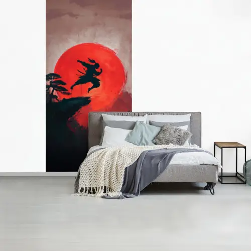 Zon - Krijger - Bomen - Bergen fotobehang vinyl groot -slaapkamer