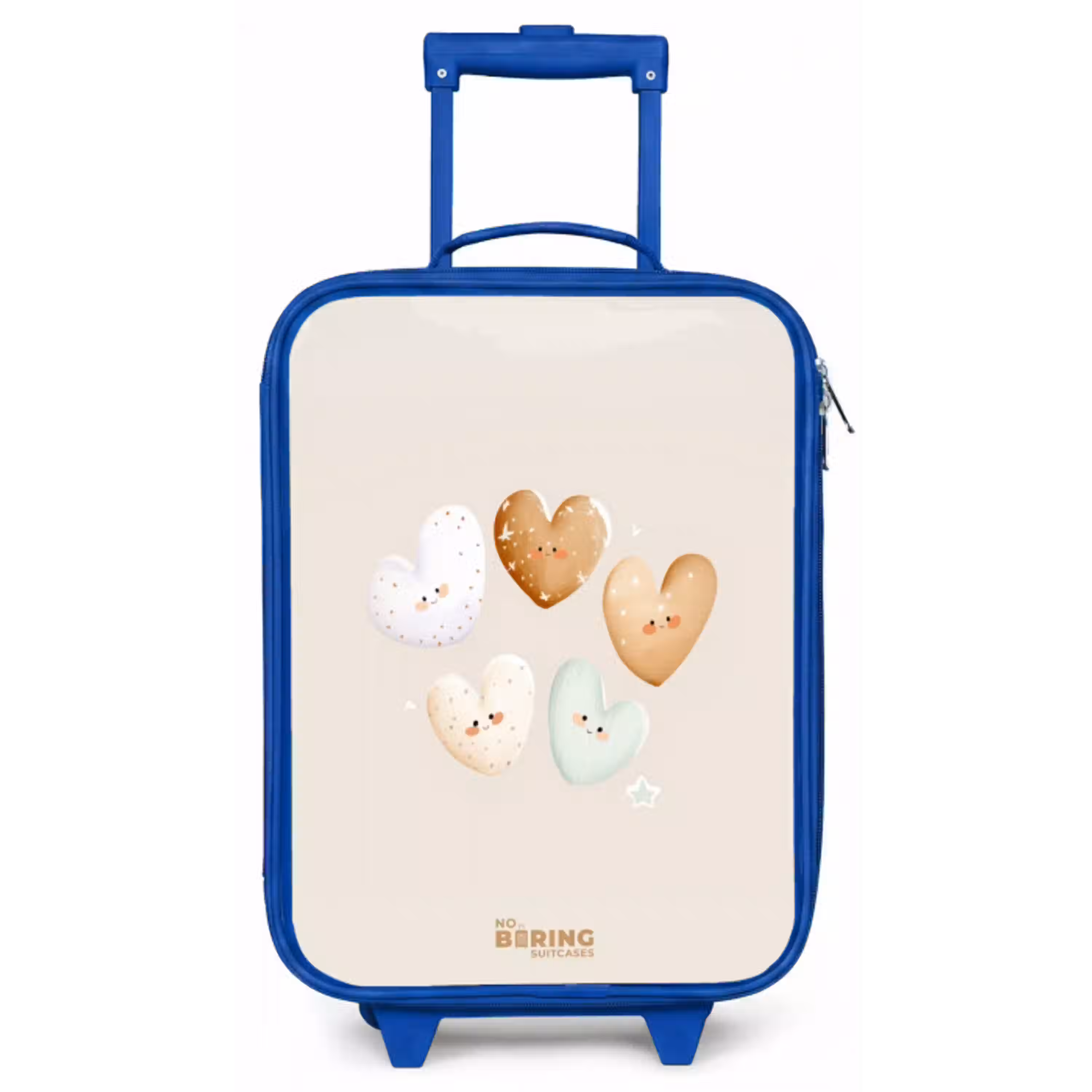Hartjes in zachte beige tinten Kinderkoffer - Blauw klein -zz3dotto