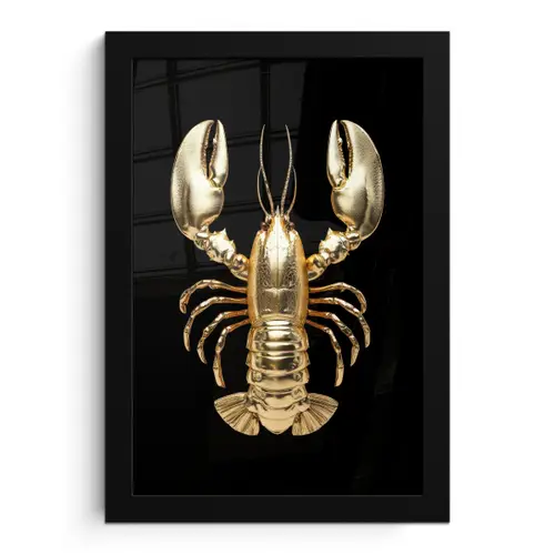 Kreeft - Goud - Textuur - Zwart fotolijst zwart zonder passe partout klein -3d