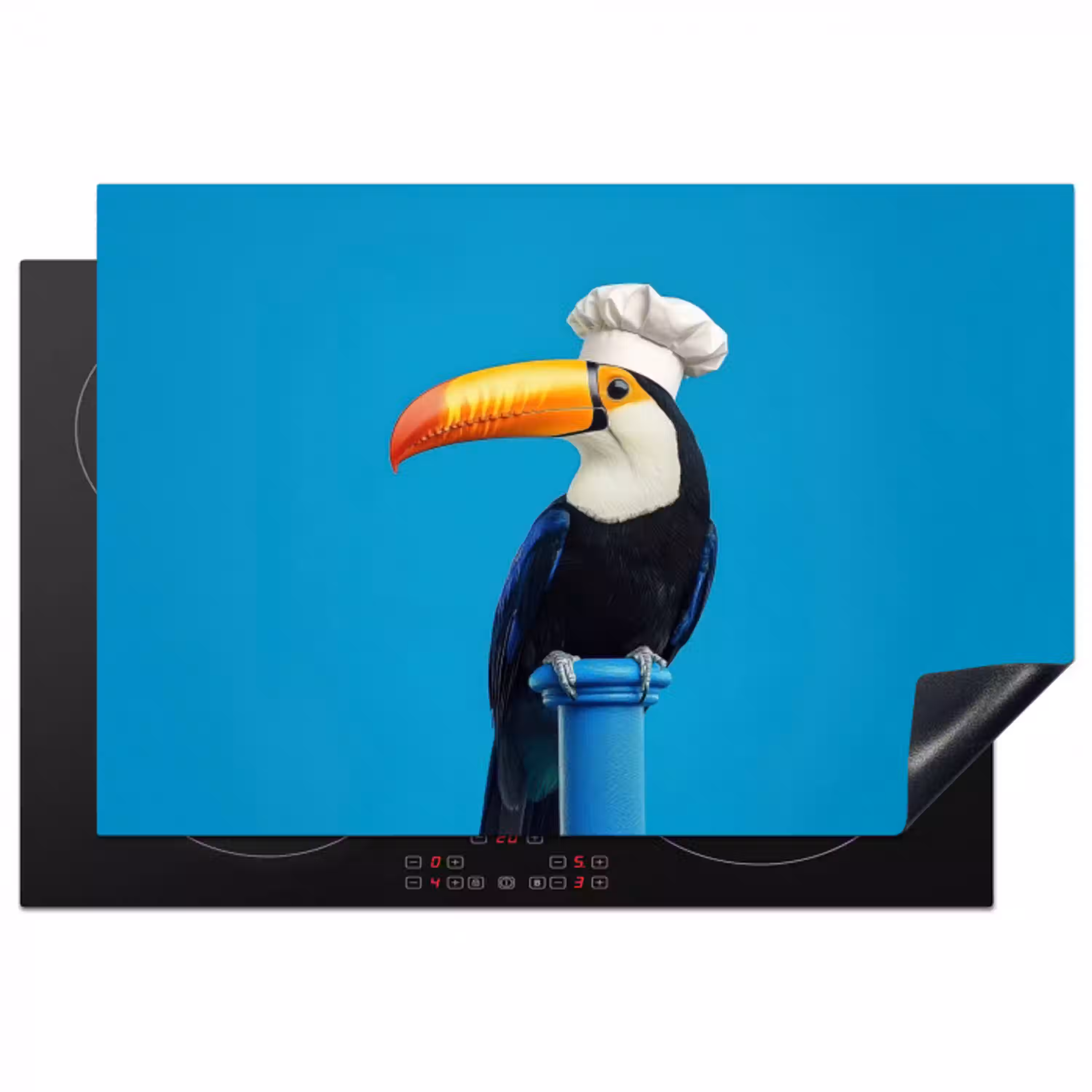 Tucan - Sokkel - Vogel - Koksmuts Inductie beschermer vinyl 3mm klein -3d