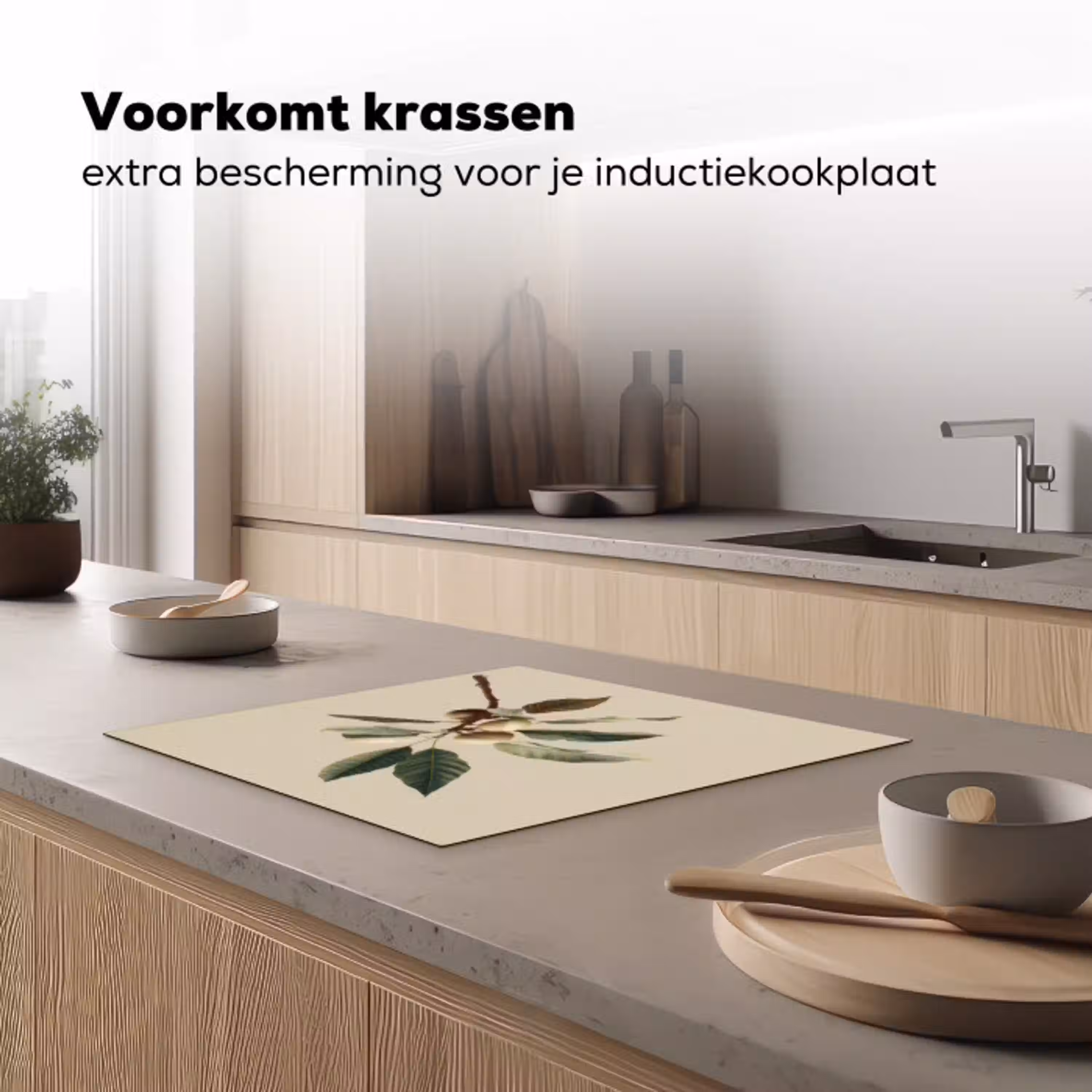 Tak - Groene Bladeren - Vruchten Inductie beschermer vinyl 3mm middel -sfeer1