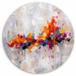 Abstract - Schilderij - Kleurrijk - Dynamisch Wandcirkel kunststof plaat 5mm dik klein -3d