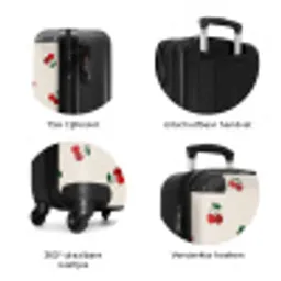 Beige achtergrond met patroon van grote kersen NBS - Handbagage koffer - Unisex middel zzzzzzzbolletjes_NL