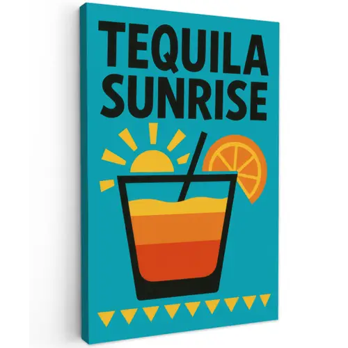Illustratie - Tequila - Glas - Blauw Tuinposter op houten frame 2 cm dik klein -3d