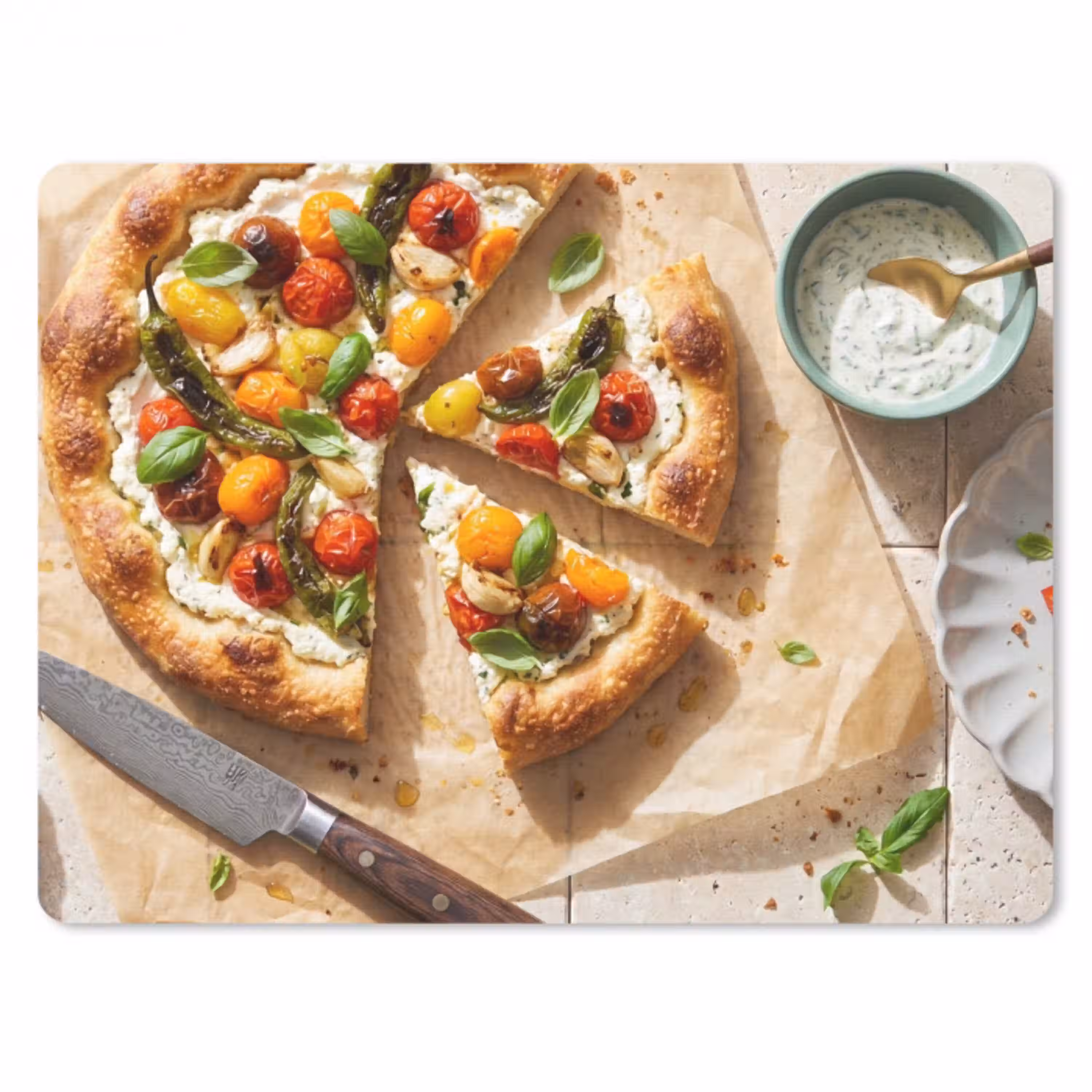 Eten - Tomaten - Basilicum - Maaltijd - Vers muismat rubber klein -3d