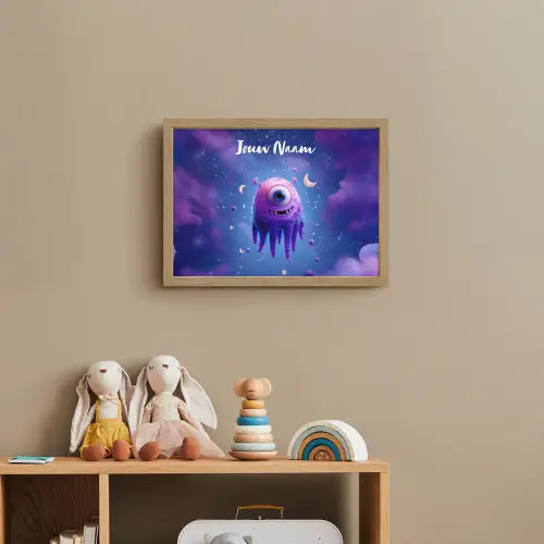 Monster - Ruimte - Sterren - Paars Light Box met batterij (Wandlamp kind) middel -sfeer2_kind