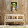 Doorkijk - Poort - Hortensia - Bloementuin Tuinposter op houten frame 2 cm dik klein -sfeer4