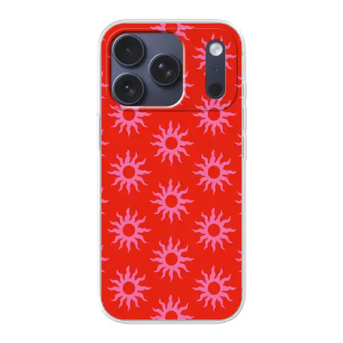 Zonnen - Rood - Roze - Patroon - Zomer Telefoonhoesje iPhone 17 Pro klein -3d