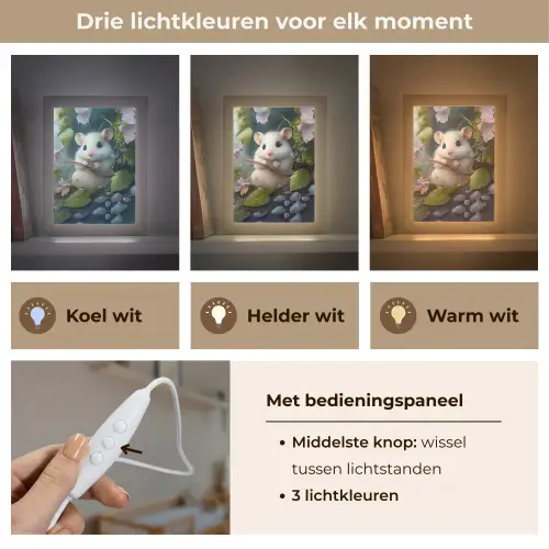 Muis - Bos - Bloemen - Illustratie - Bosdieren Light Box met kabel klein -USP_lichtkleurNL