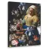 Melkmeisje - Johannes Vermeer - Bloemen Textielframe zwart klein -3d