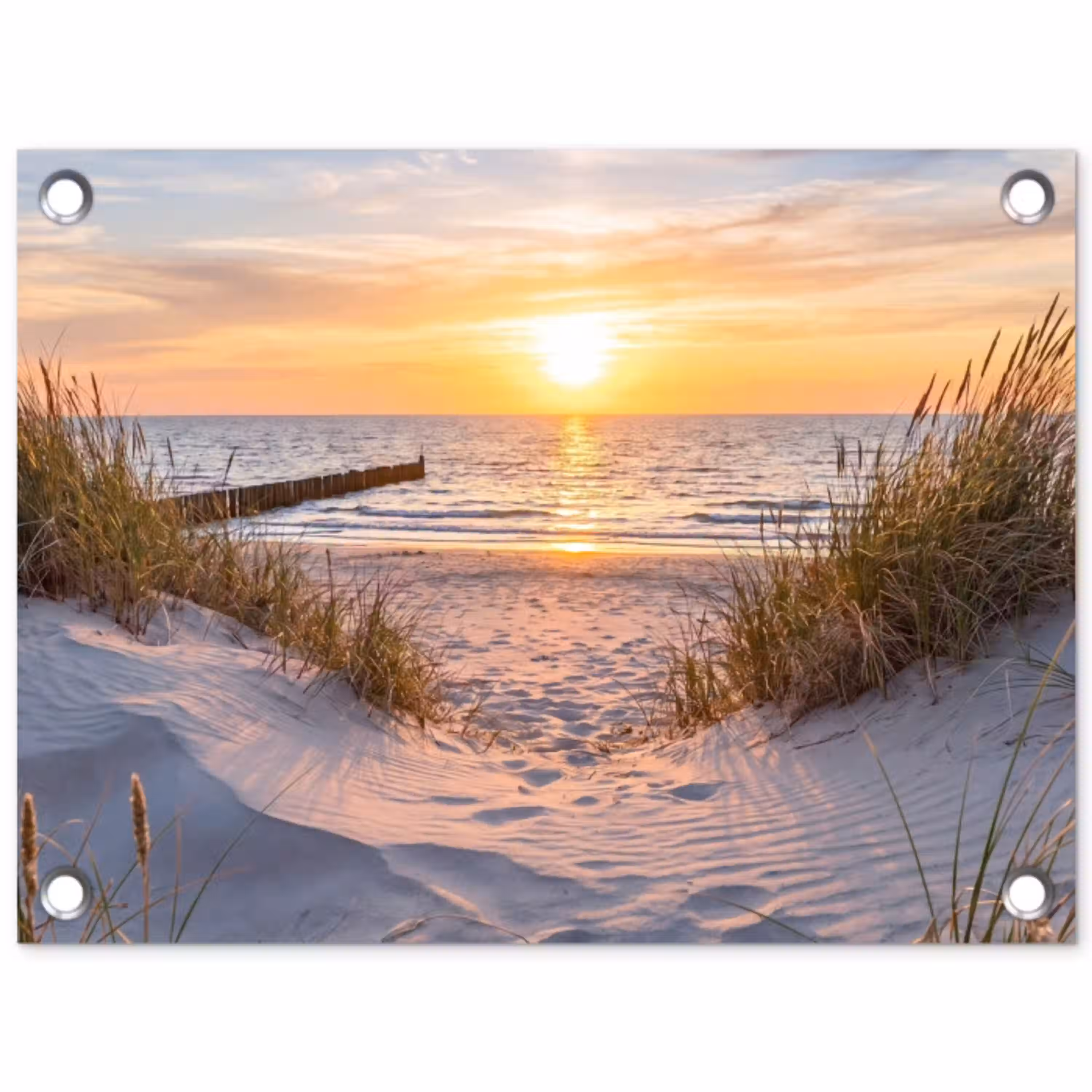Strand - Zonsondergang - Natuur - Landschap tuinposter los doek klein -3d