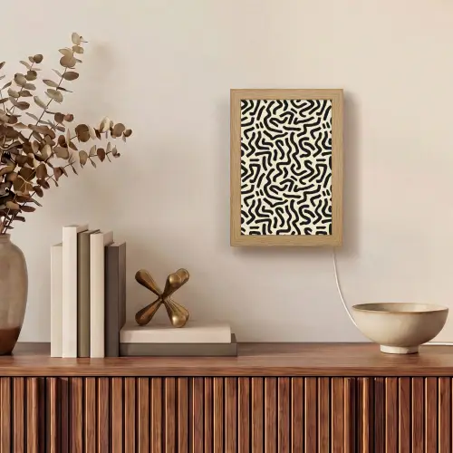 Abstract - Lijnen - Zwart Light Box met kabel (Tafellamp) klein 925 -sfeer2
