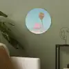 Palmboom - Strandhuis - Roze Akoestische PET Vilt - Rond klein -sfeer2