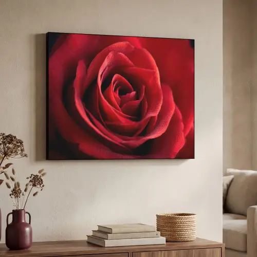 Rood - Roos - Romantisch Textielframe zwart klein -sfeer3