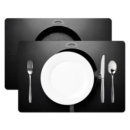 Pan - Vis - Zwart - Wit Placemat vinyl groot -zzsfeer2_Kitchenyeah-website
