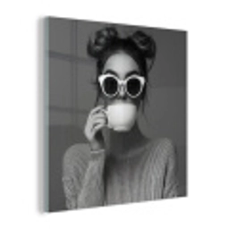 Vrouw - Koffie - Zwart - Wit plexiglas 5mm klein -z3d