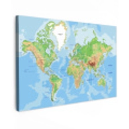 Wereldkaart - Topografie - Atlas - Kids - Jongetje - Meisjes canvas 2cm klein -z3d