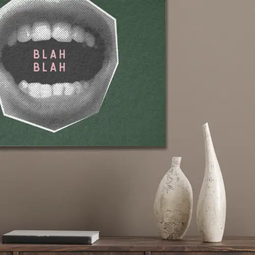 Mond - Groen - Illustratie - BLAH BLAH PET vilt klein -sfeer6_closeup