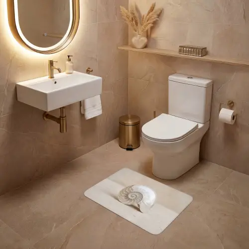 Schelp - Spiraal - Beige WCmat klein -sfeer3