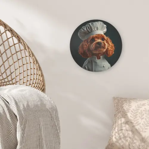 Bruin - Kok - Hondje Akoestische PET Vilt - Rond klein -sfeer4