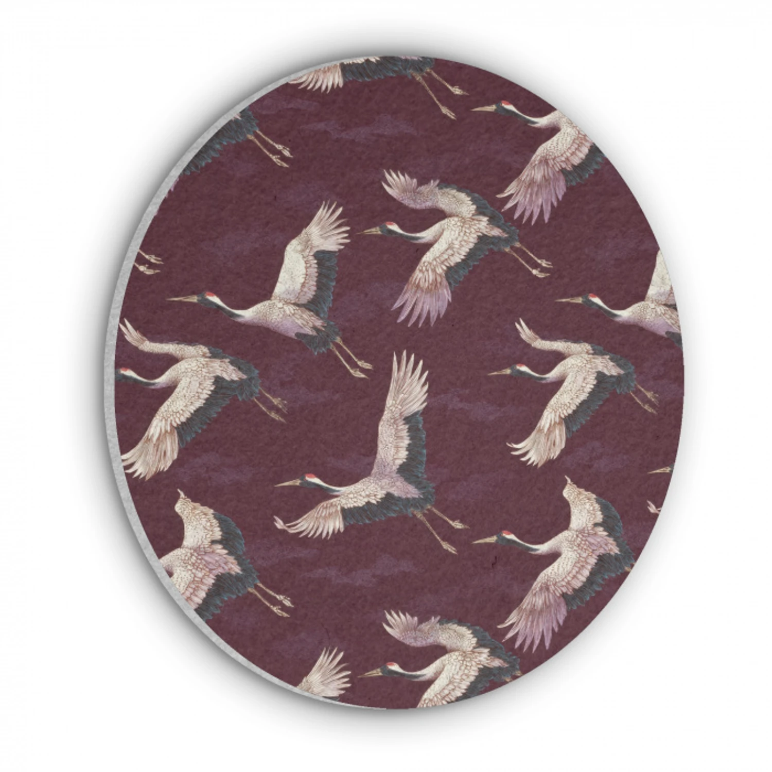 Kraanvogels - Klassiek - Bordeaux Akoestische PET Vilt - Rond klein 838 -3d