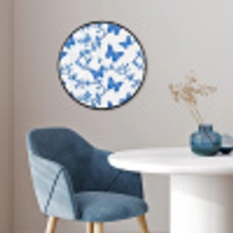 Vlinder - Bloemen - Blauw Fotolijst rond zonder passe partout klein 856 -sfeer2