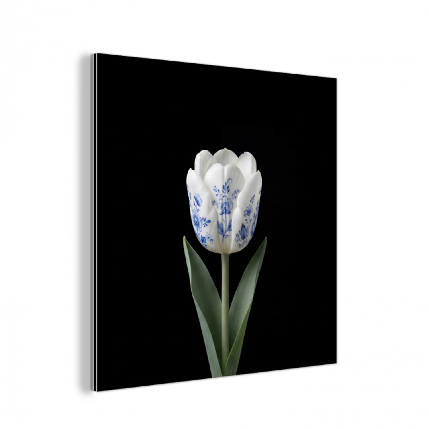 Tulp - Patroon - Blauw aluminium wit klein -3d