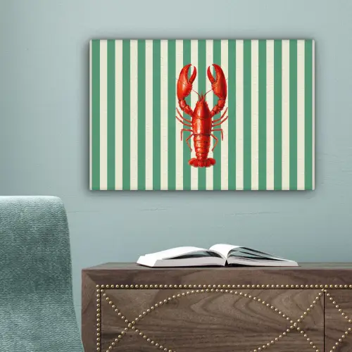 Kreeft - Strepen - Realistisch - Zomers canvas 2cm klein -sfeer4