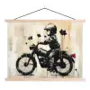 Vintage - Street art - Motor - Jongen - Graffiti - Zwart - Banksy textielposter latten blank klein -3d