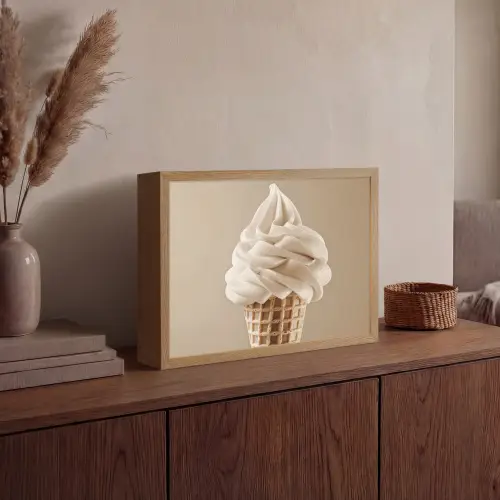 IJs - Softijs - Romig - Hoorntje - Beige Light Box met batterij (Wandlamp) middel -sfeer2