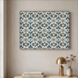 Tegel - Patroon - Blauw - Beige Textielframe zwart klein 947 -sfeer2