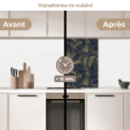 Abstract - Lijnen - Blauw - Goud keuken achterwand 2 middel 865 -voor-na2_FR